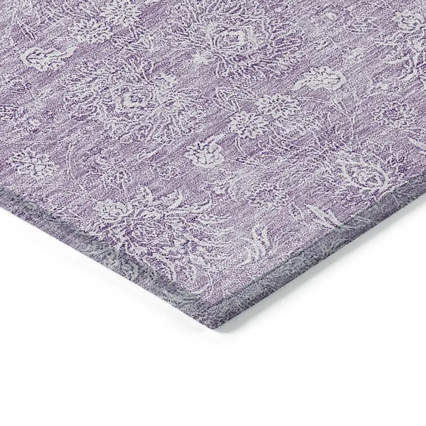 Lavender Lilac And Ivory Floral Washable Indoor Outdoor Area Rug Photo 2