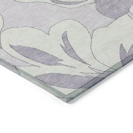 Lavender Lilac And Ivory Floral Washable Indoor Outdoor Area Rug Photo 5