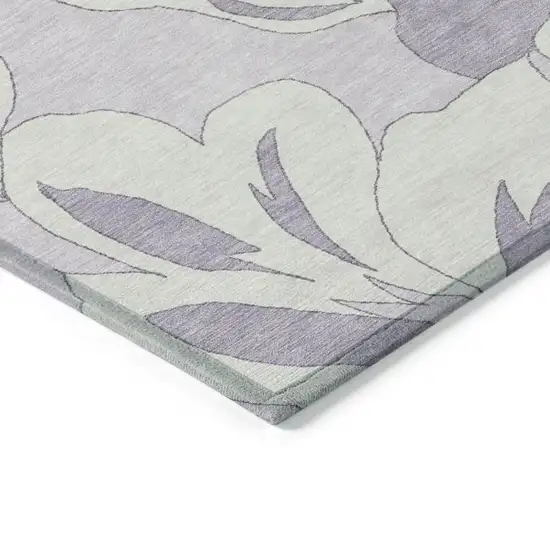 Lavender Lilac And Ivory Floral Washable Indoor Outdoor Area Rug Photo 5