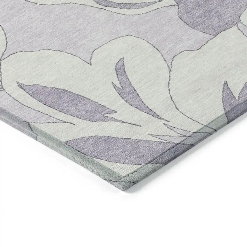 Lavender Lilac And Ivory Floral Washable Indoor Outdoor Area Rug Photo 5