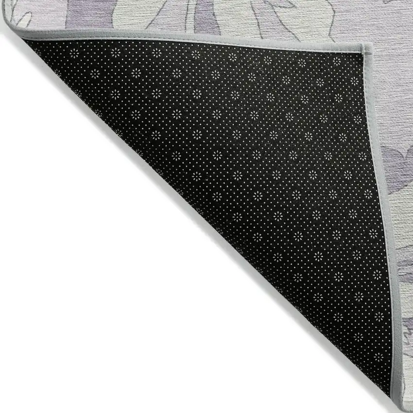 Lavender Lilac And Ivory Floral Washable Indoor Outdoor Area Rug Photo 4