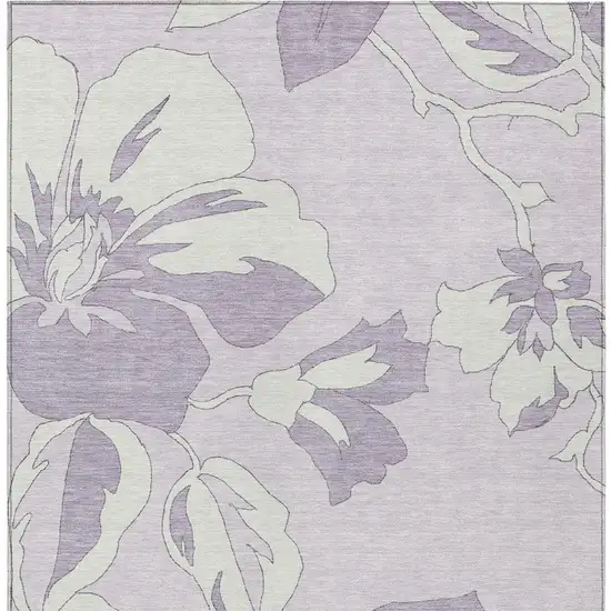 Lavender Lilac And Ivory Floral Washable Indoor Outdoor Area Rug Photo 7