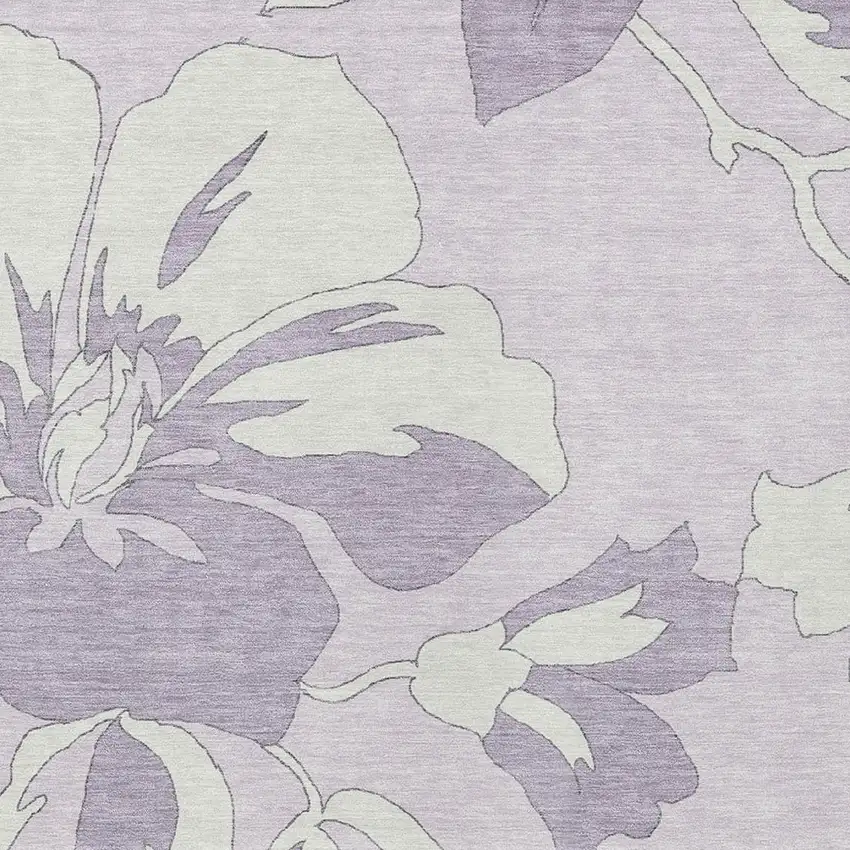 Lavender Lilac And Ivory Floral Washable Indoor Outdoor Area Rug Photo 6