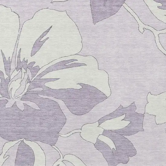 Lavender Lilac And Ivory Floral Washable Indoor Outdoor Area Rug Photo 6