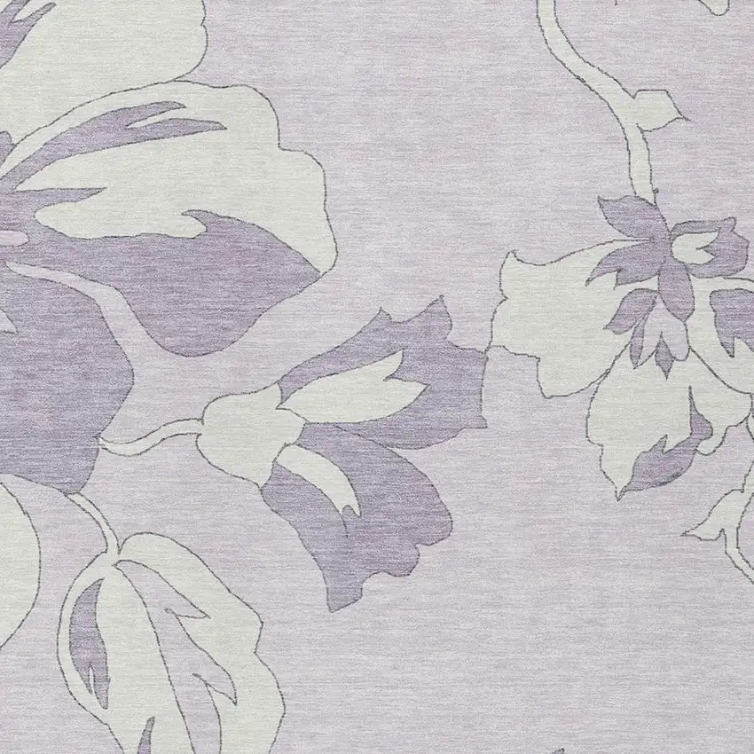 Lavender Lilac And Ivory Floral Washable Indoor Outdoor Area Rug Photo 6