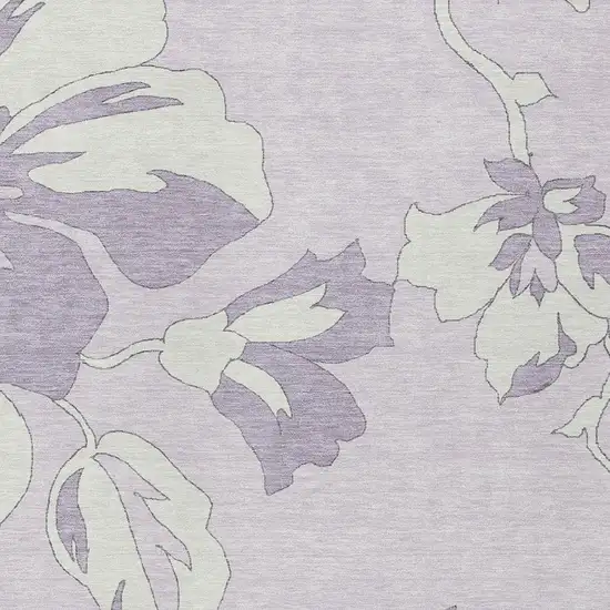 Lavender Lilac And Ivory Floral Washable Indoor Outdoor Area Rug Photo 6
