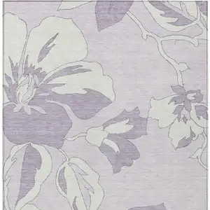 Photo of Lavender Lilac And Ivory Floral Washable Indoor Outdoor Area Rug
