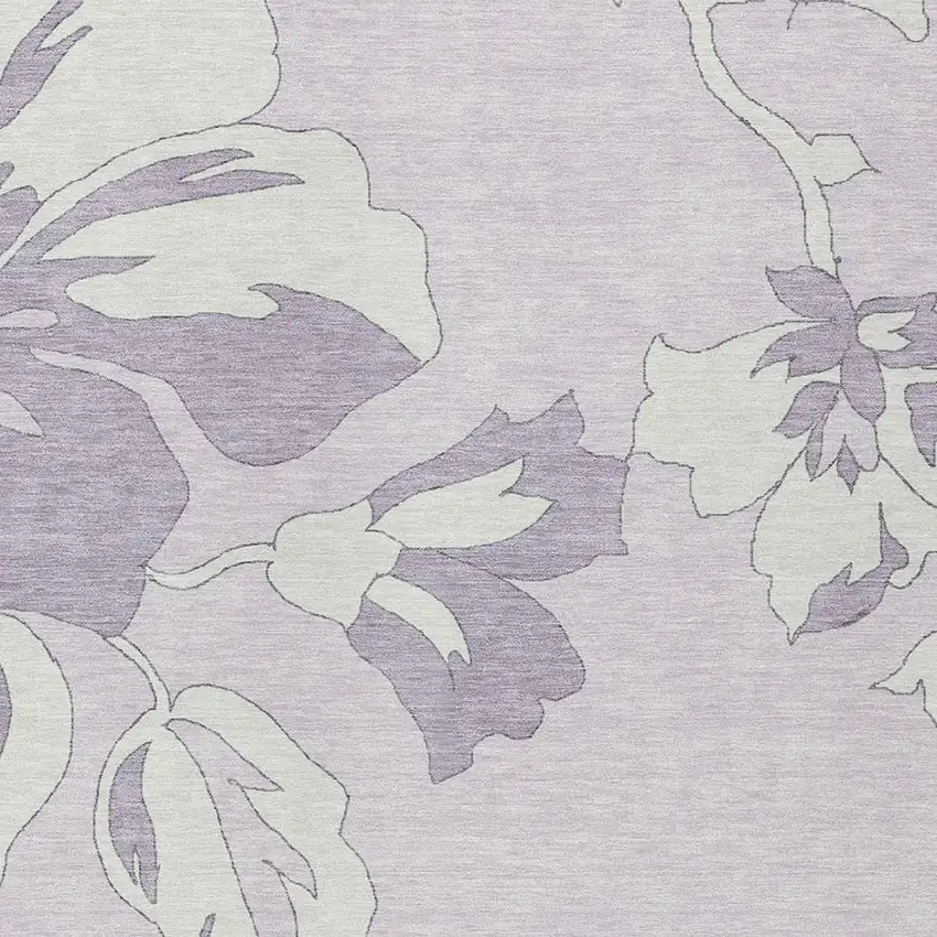 Lavender Lilac And Ivory Floral Washable Indoor Outdoor Area Rug Photo 6