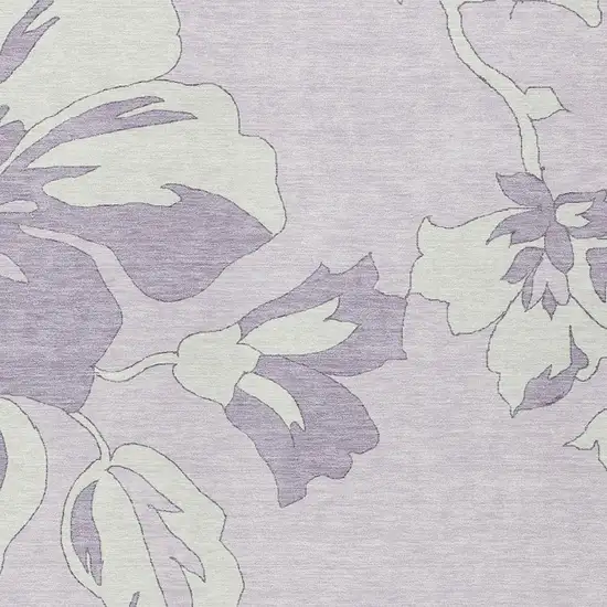 Lavender Lilac And Ivory Floral Washable Indoor Outdoor Area Rug Photo 6