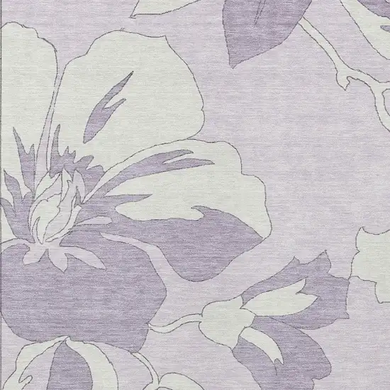 Lavender Lilac And Ivory Floral Washable Indoor Outdoor Area Rug Photo 6