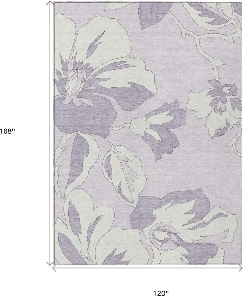 Lavender Lilac And Ivory Floral Washable Indoor Outdoor Area Rug Photo 3