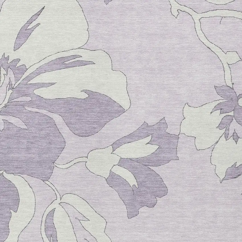 Lavender Lilac And Ivory Floral Washable Indoor Outdoor Area Rug Photo 6