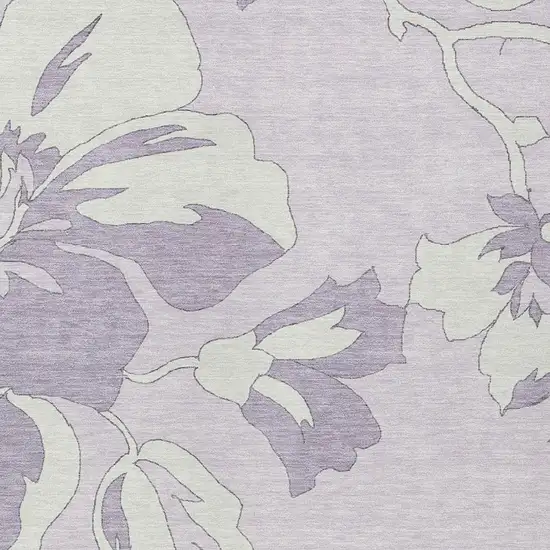 Lavender Lilac And Ivory Floral Washable Indoor Outdoor Area Rug Photo 6