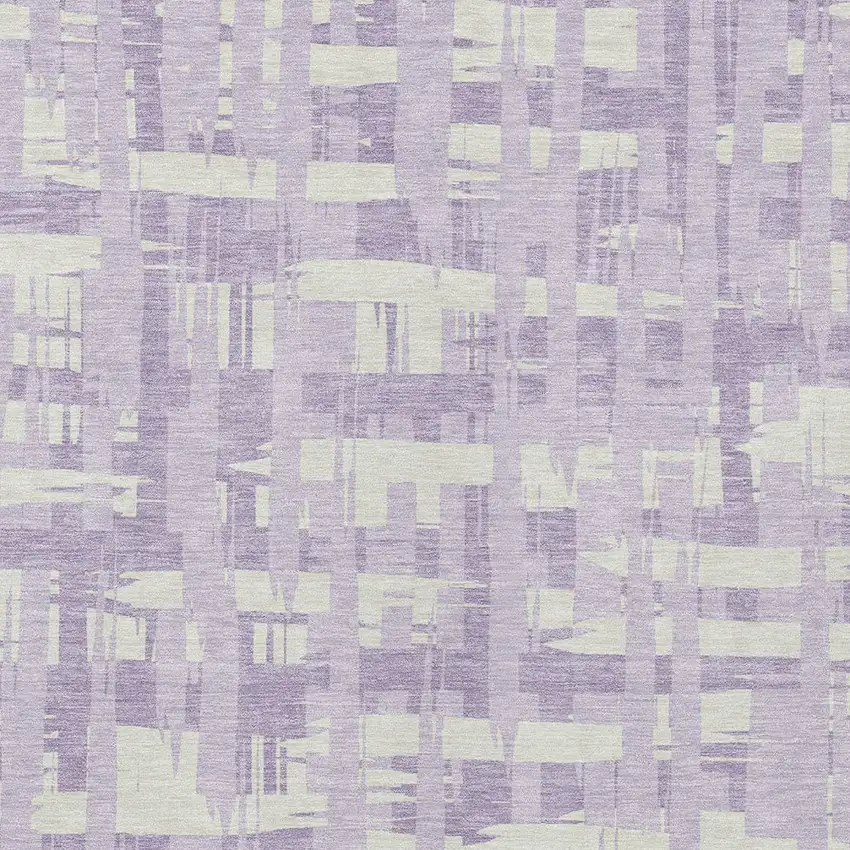 Lavender Lilac And Ivory Striped Washable Indoor Outdoor Area Rug Photo 6
