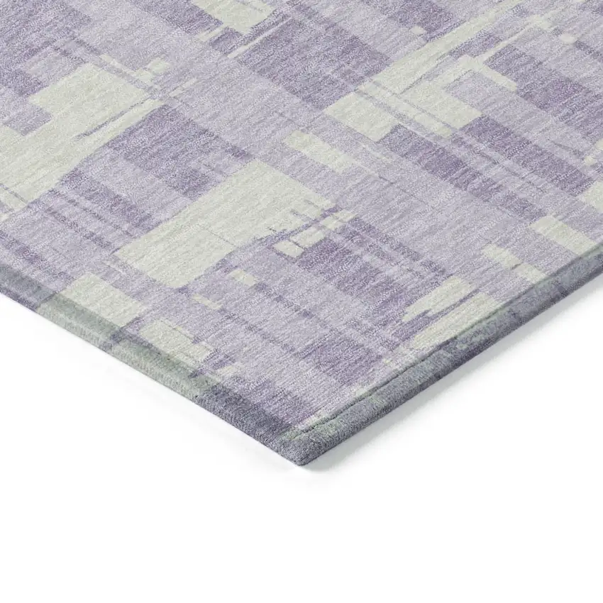 Lavender Lilac And Ivory Striped Washable Indoor Outdoor Area Rug Photo 9