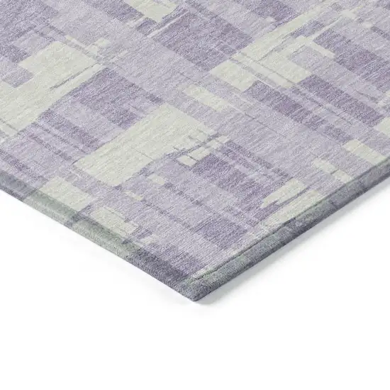 Lavender Lilac And Ivory Striped Washable Indoor Outdoor Area Rug Photo 9