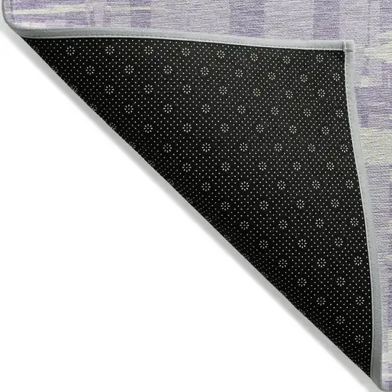 Lavender Lilac And Ivory Striped Washable Indoor Outdoor Area Rug Photo 8