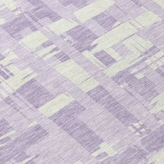 Lavender Lilac And Ivory Striped Washable Indoor Outdoor Area Rug Photo 9