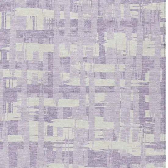 Lavender Lilac And Ivory Striped Washable Indoor Outdoor Area Rug Photo 6