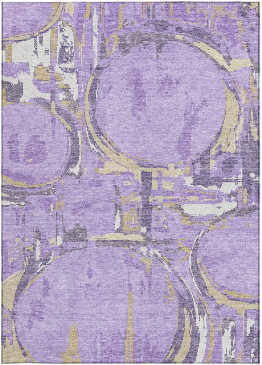 Lavender Lilac And Purple Geometric Washable Indoor Outdoor Area Rug Photo 7