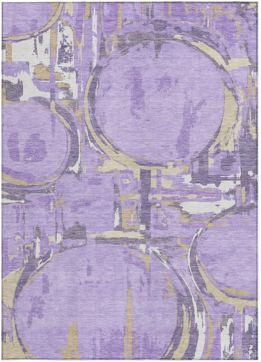 Lavender Lilac And Purple Geometric Washable Indoor Outdoor Area Rug Photo 7