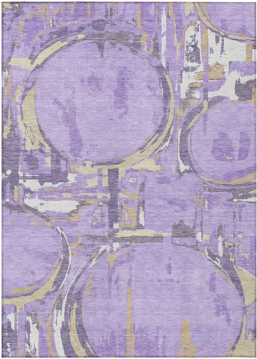 Lavender Lilac And Purple Geometric Washable Indoor Outdoor Area Rug Photo 2
