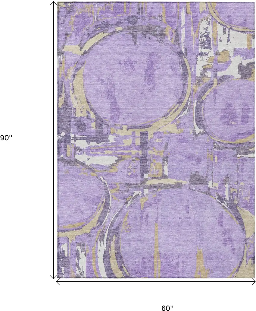 Lavender Lilac And Purple Geometric Washable Indoor Outdoor Area Rug Photo 3