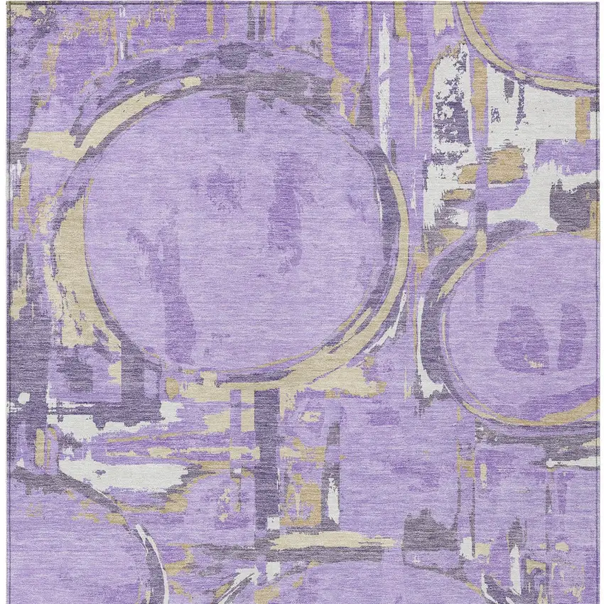 Lavender Lilac And Purple Geometric Washable Indoor Outdoor Area Rug Photo 8