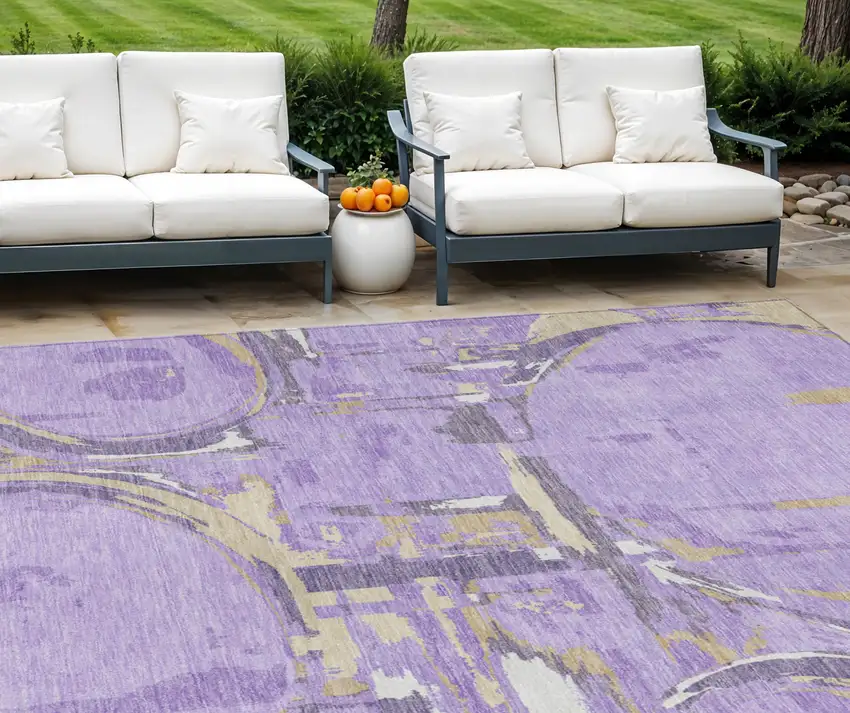 Lavender Lilac And Purple Geometric Washable Indoor Outdoor Area Rug Photo 1