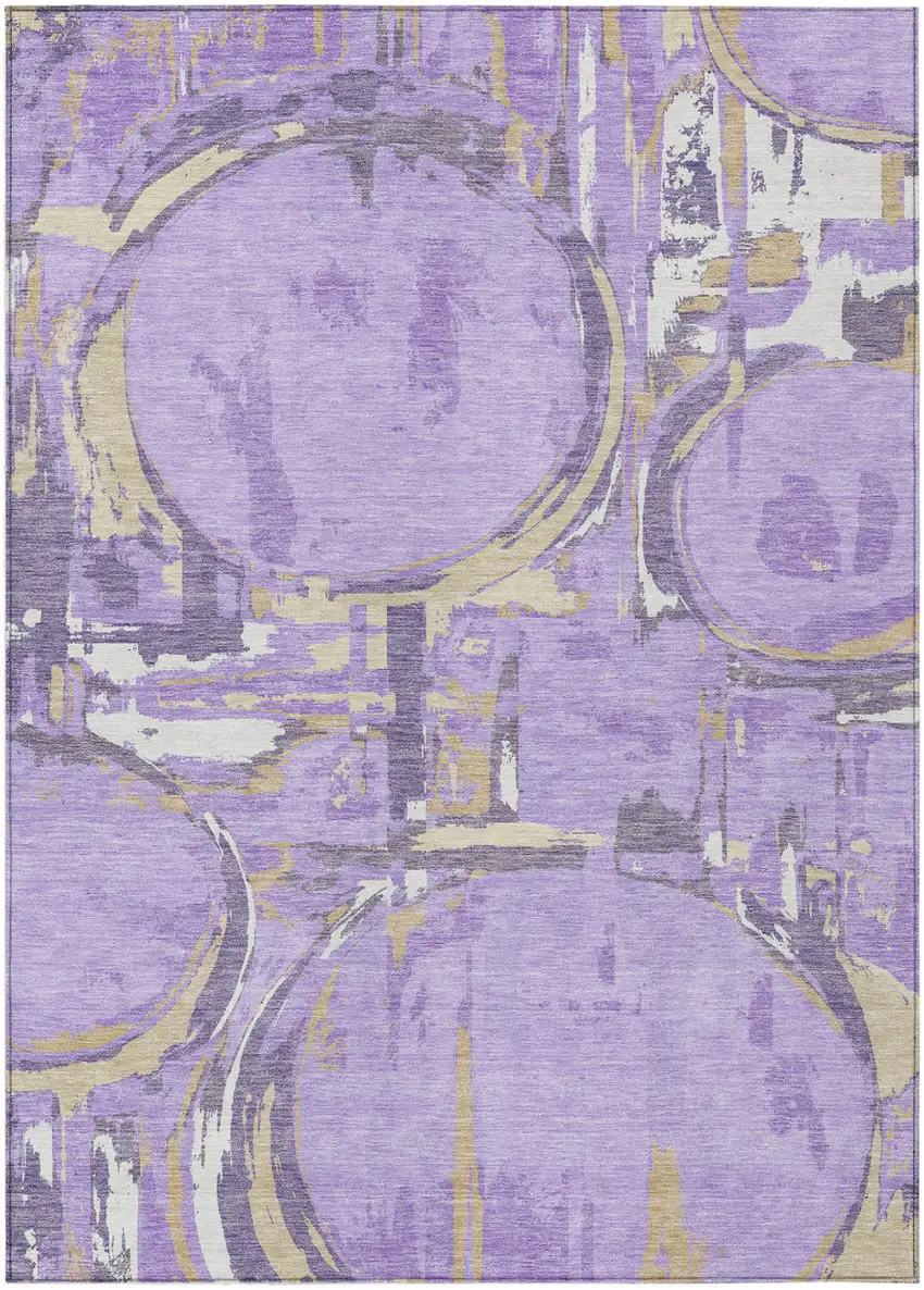 Lavender Lilac And Purple Geometric Washable Indoor Outdoor Area Rug Photo 2