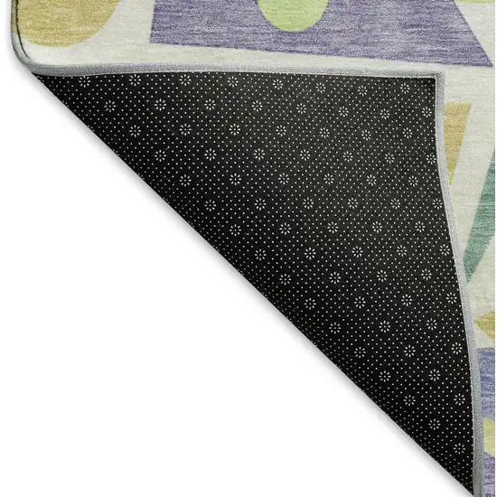 Lavender Lime Green And Gold Geometric Washable Area Rug With UV Protection Photo 5