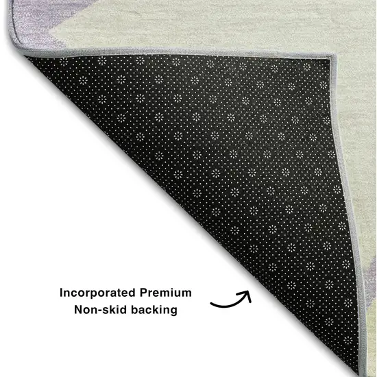 Lavender Lime Green And Ivory Geometric Washable Area Rug With UV Protection Photo 6