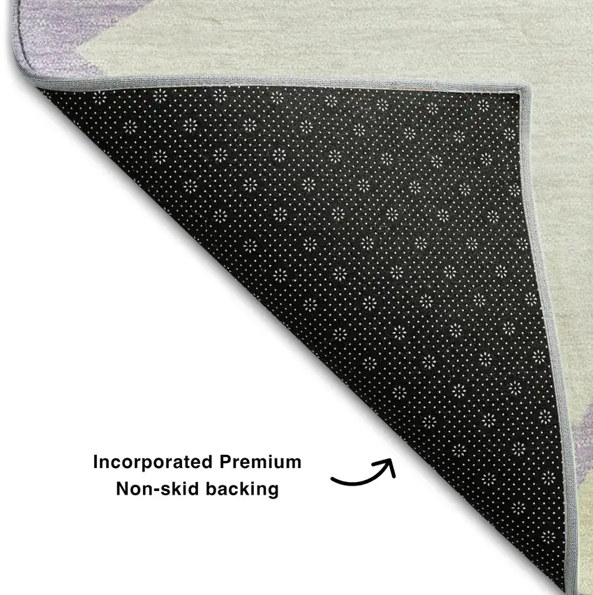 Lavender Lime Green And Ivory Geometric Washable Area Rug With UV Protection Photo 5