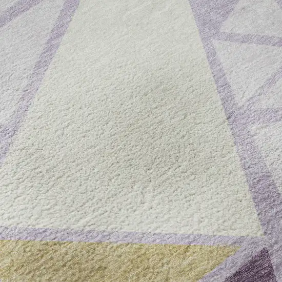 Lavender Lime Green And Ivory Geometric Washable Area Rug With UV Protection Photo 8