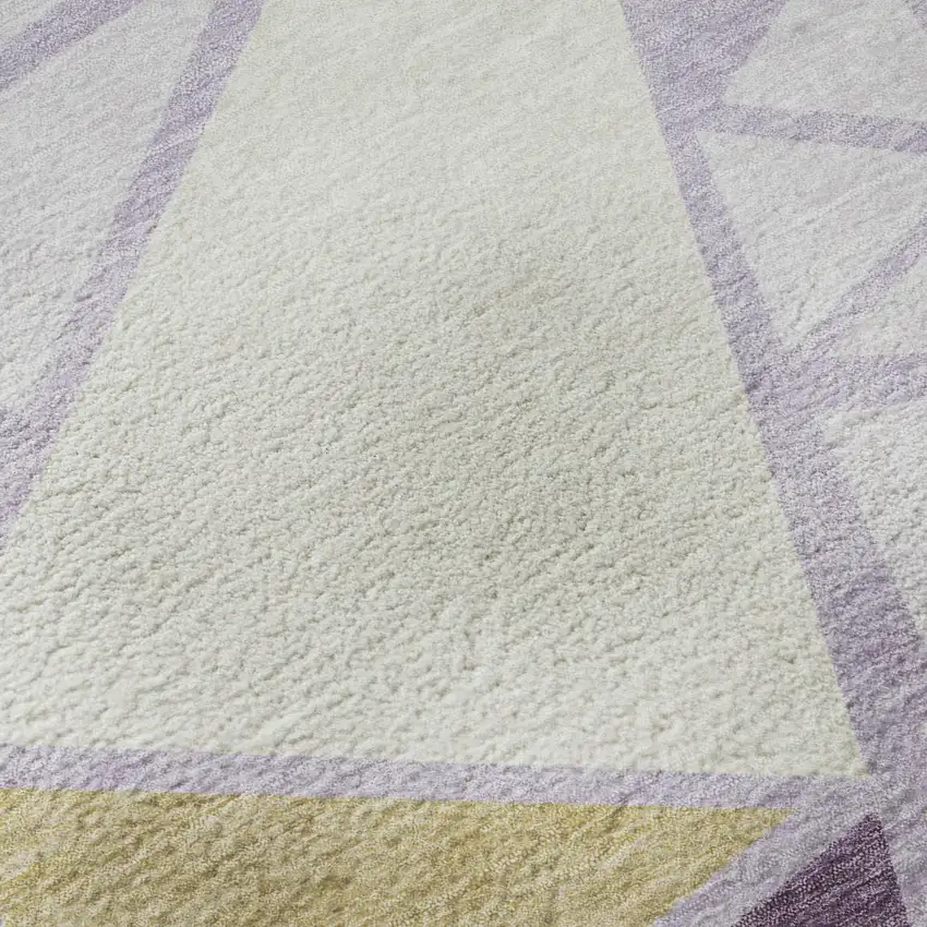 Lavender Lime Green And Ivory Geometric Washable Area Rug With UV Protection Photo 8