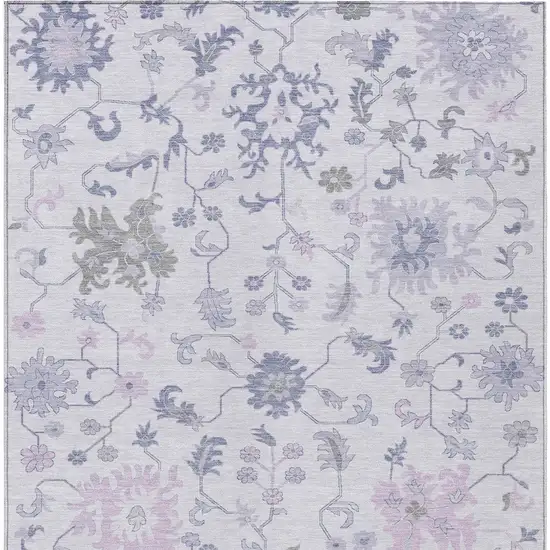 Lavender Mauve And Gray Floral Washable Indoor Outdoor Area Rug Photo 9