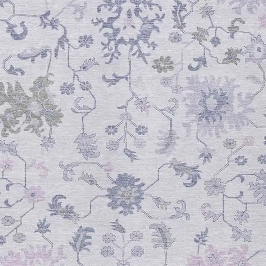 Lavender Mauve And Gray Floral Washable Indoor Outdoor Area Rug Photo 3