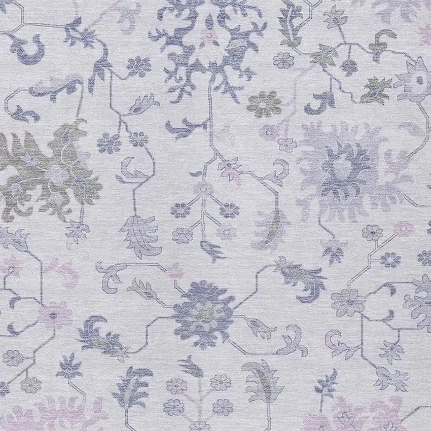 Lavender Mauve And Gray Floral Washable Indoor Outdoor Area Rug Photo 3