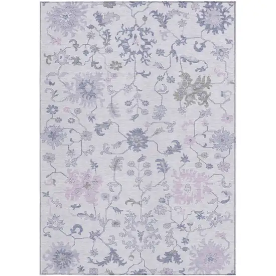 Lavender Mauve And Gray Floral Washable Indoor Outdoor Area Rug Photo 4