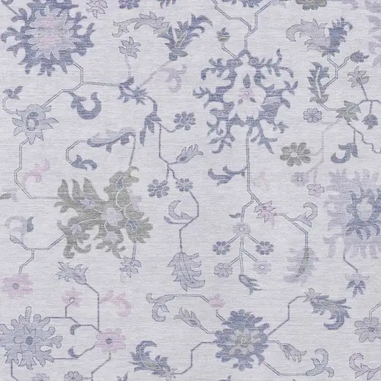 Lavender Mauve And Gray Floral Washable Indoor Outdoor Area Rug Photo 3