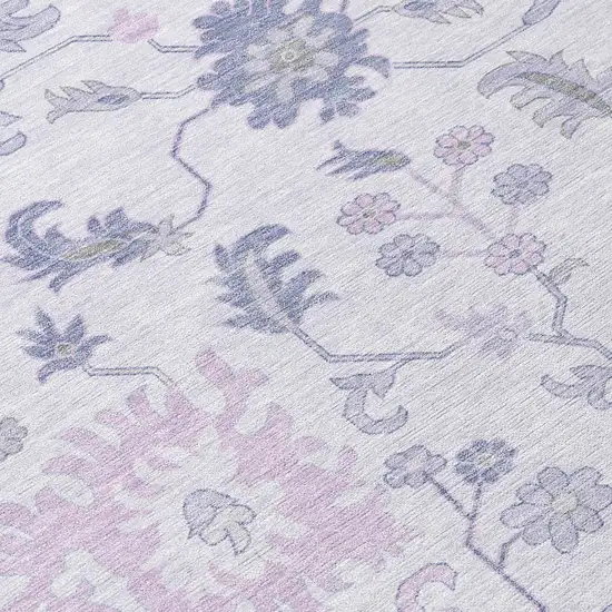 Lavender Mauve And Gray Floral Washable Indoor Outdoor Area Rug Photo 9