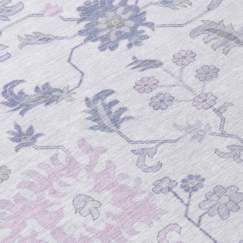 Lavender Mauve And Gray Floral Washable Indoor Outdoor Area Rug Photo 9