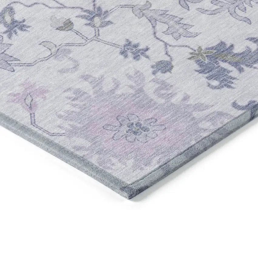 Lavender Mauve And Gray Floral Washable Indoor Outdoor Area Rug Photo 6