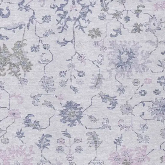 Lavender Mauve And Gray Floral Washable Indoor Outdoor Area Rug Photo 7