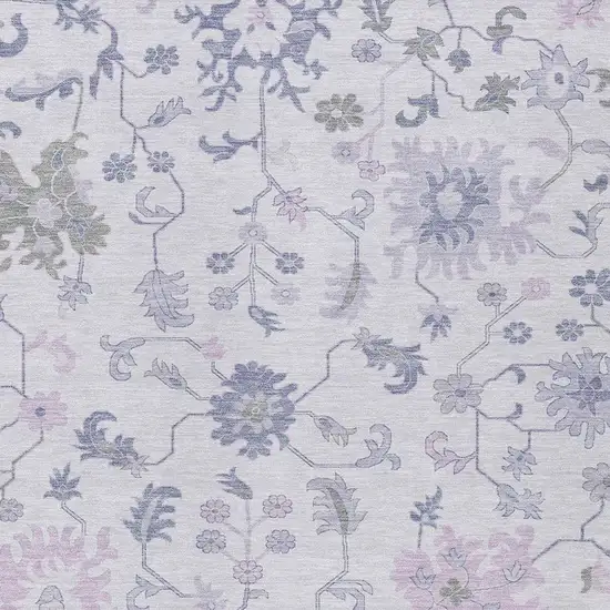 Lavender Mauve And Gray Floral Washable Indoor Outdoor Area Rug Photo 3