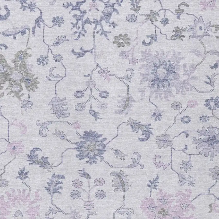 Lavender Mauve And Gray Floral Washable Indoor Outdoor Area Rug Photo 3
