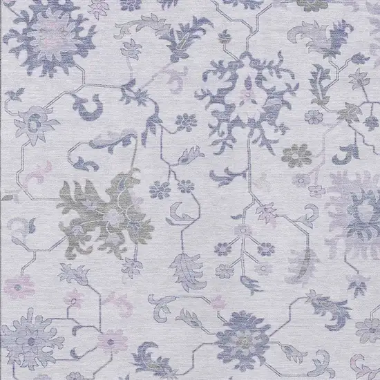 Lavender Mauve And Gray Floral Washable Indoor Outdoor Area Rug Photo 3