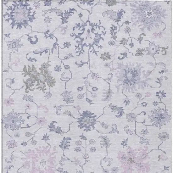Lavender Mauve And Gray Floral Washable Indoor Outdoor Area Rug Photo 4