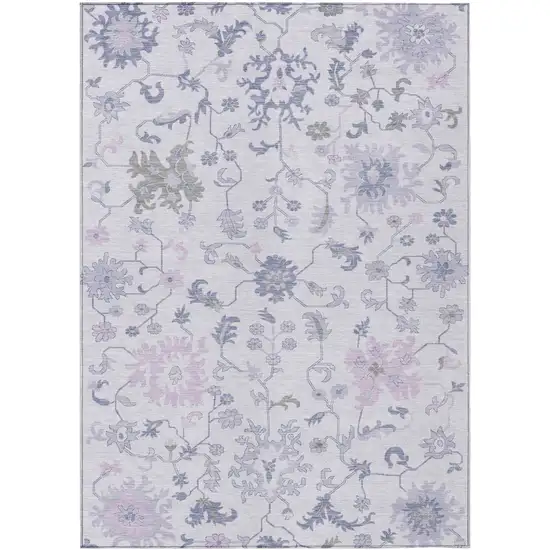 Lavender Mauve And Gray Floral Washable Indoor Outdoor Area Rug Photo 8