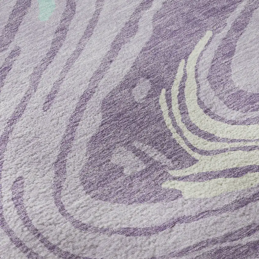 Lavender Mint Green And Sky Blue Abstract Washable Area Rug With UV Protection Photo 9